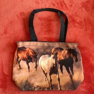Horse Themed Small Tote 14x9.5x4 Inches NWOT
